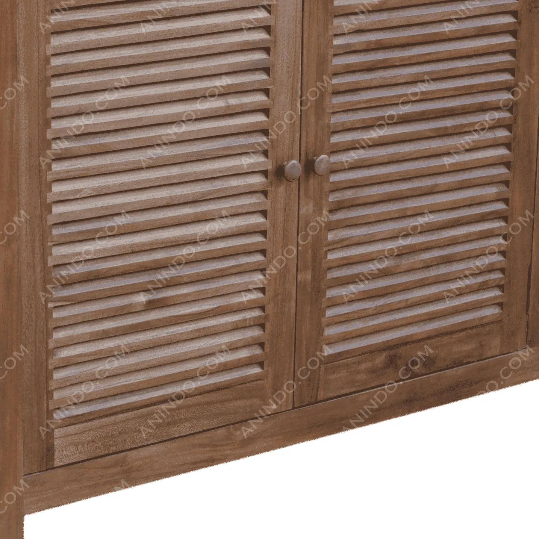 Wooden cabinet with louvered doors
