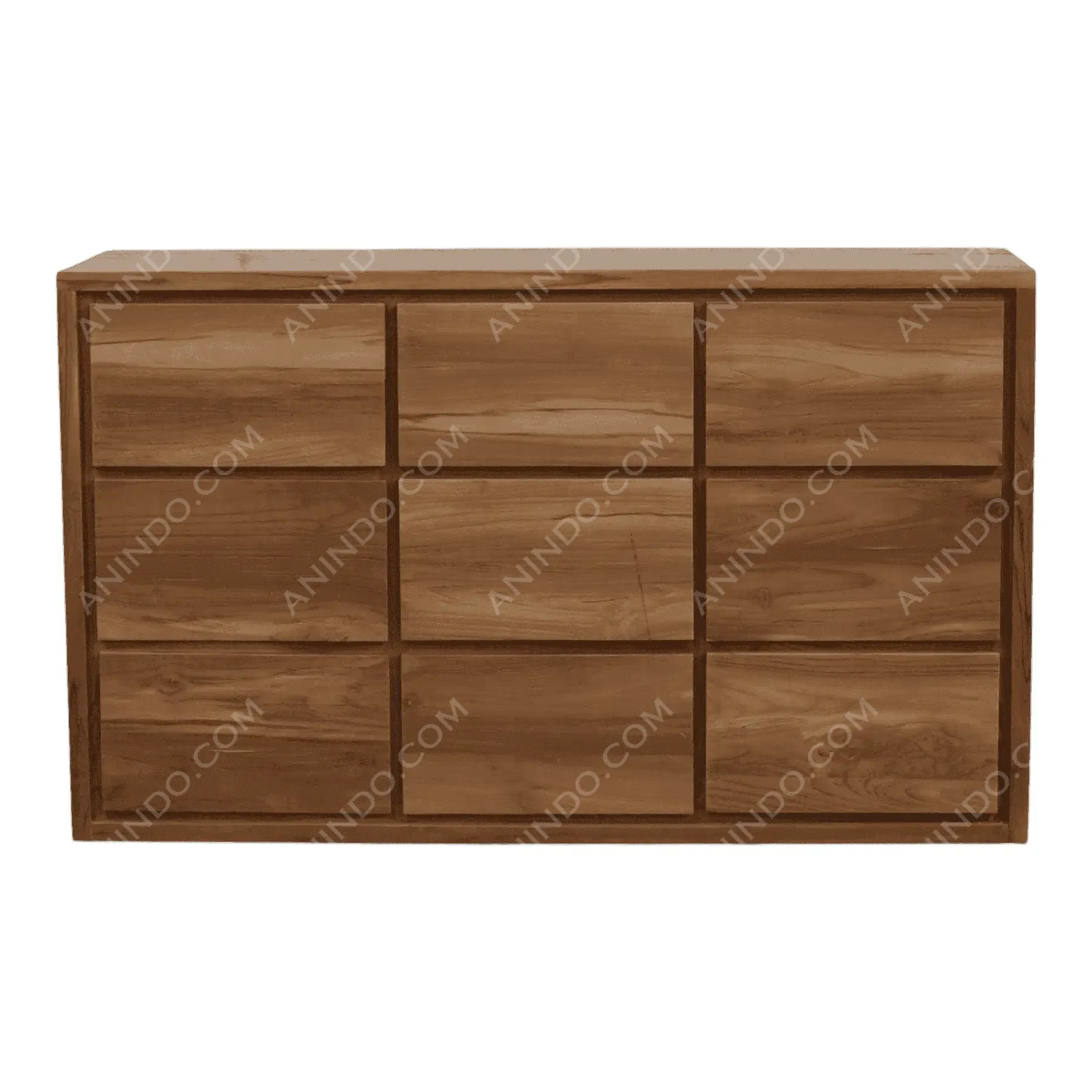 Wooden dresser with nine drawers