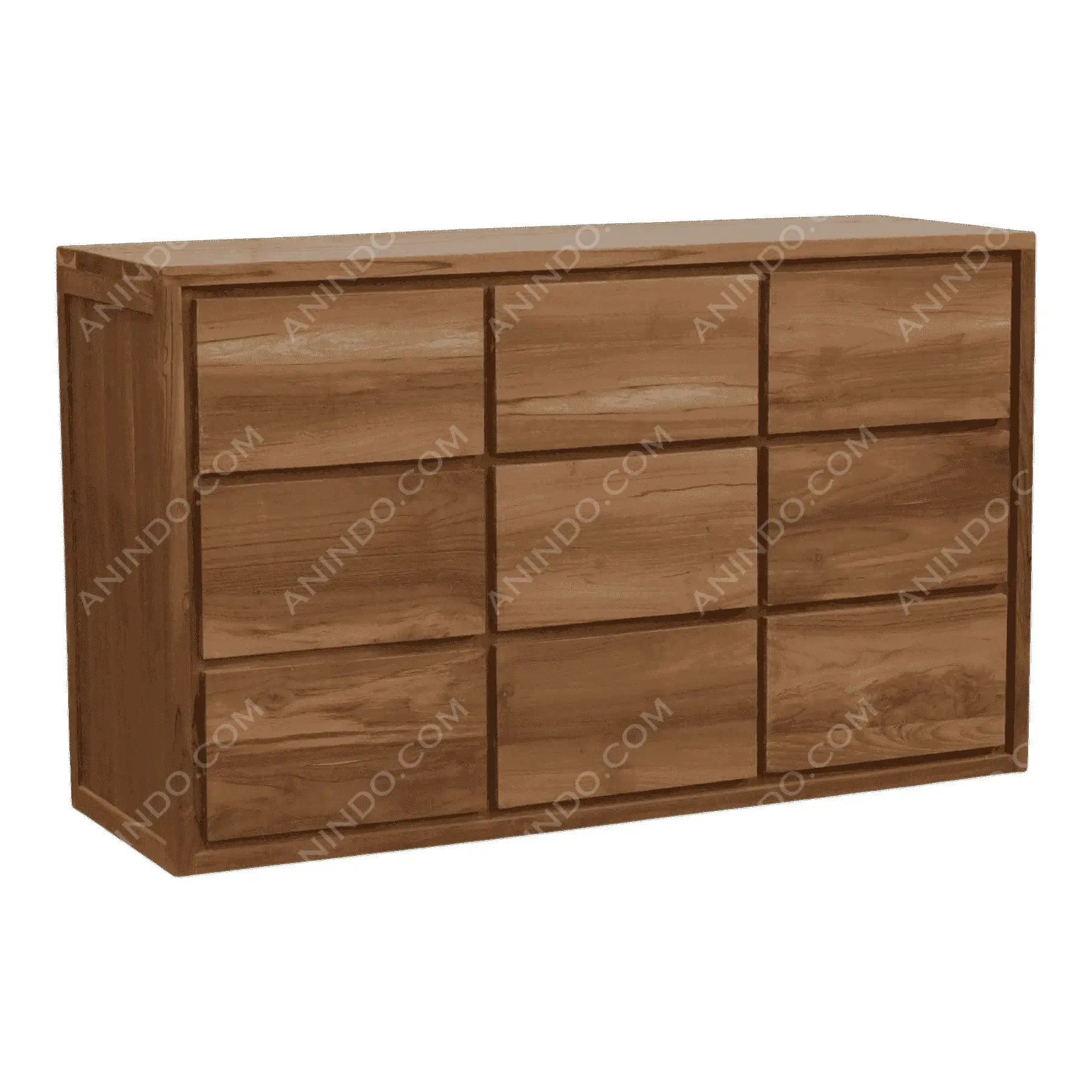 Wooden dresser with nine drawers