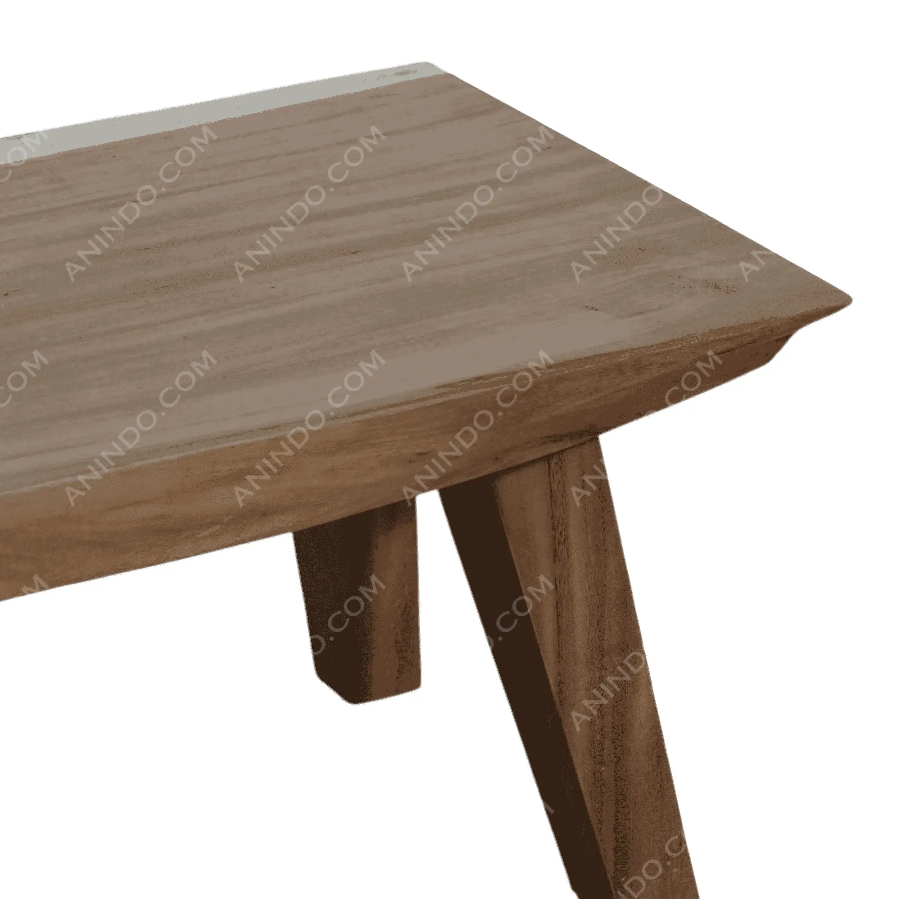 Wooden table corner with angled legs