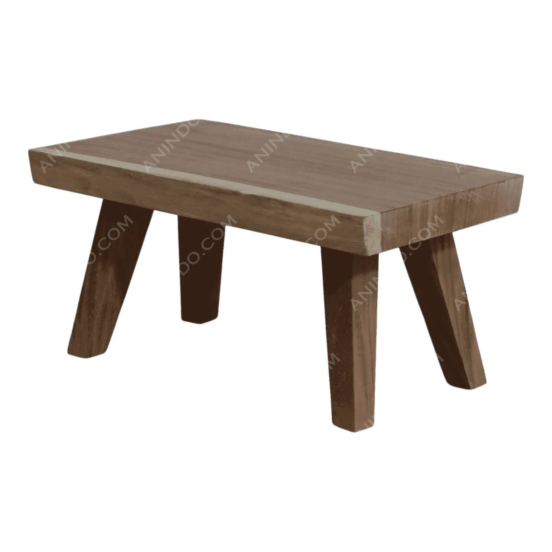Rectangular wooden coffee table with angled legs