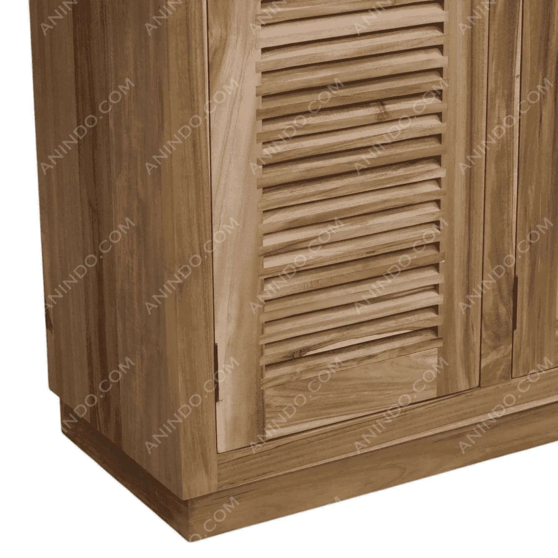 Wooden cabinet with louvered doors