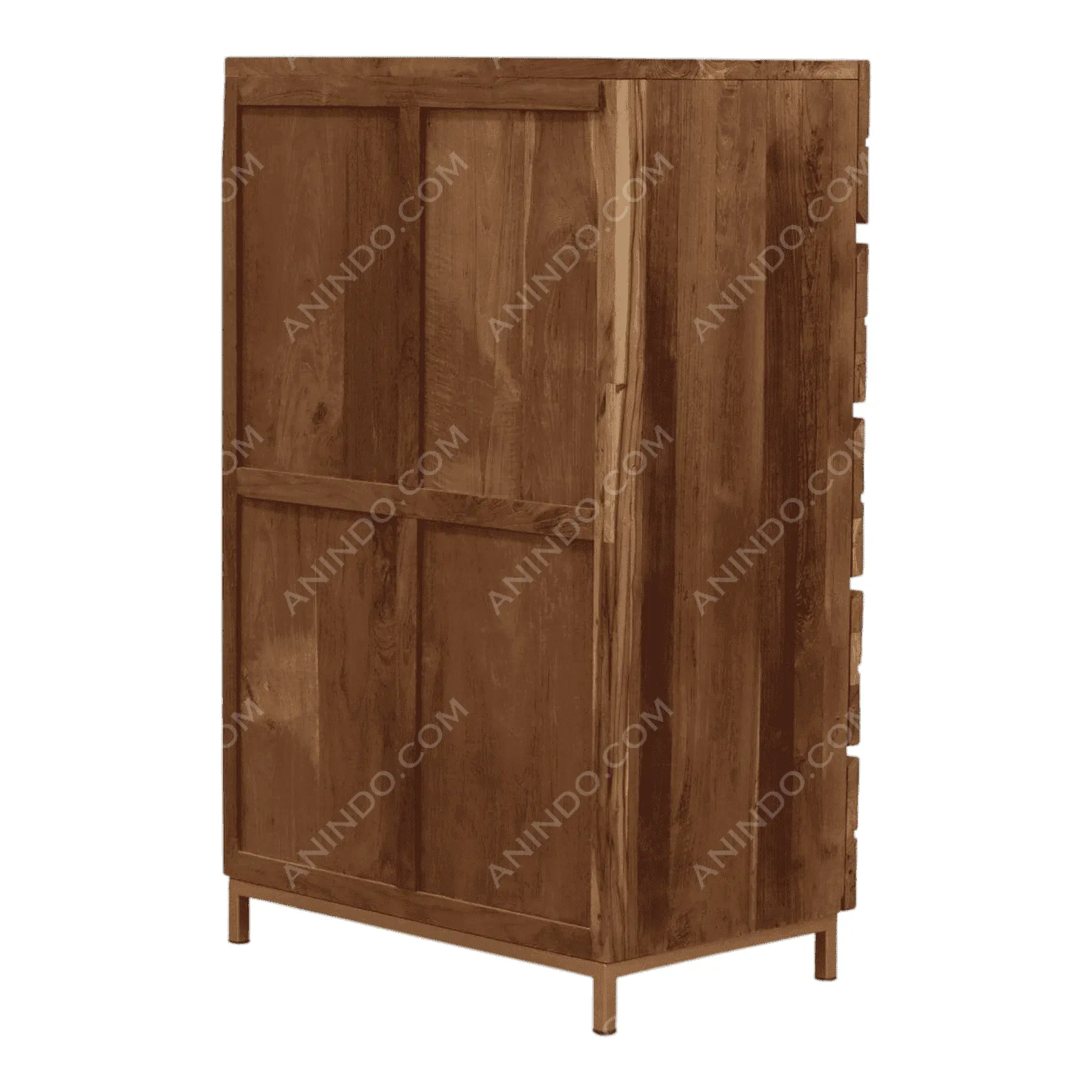 Tall wooden dresser with a natural brown finish