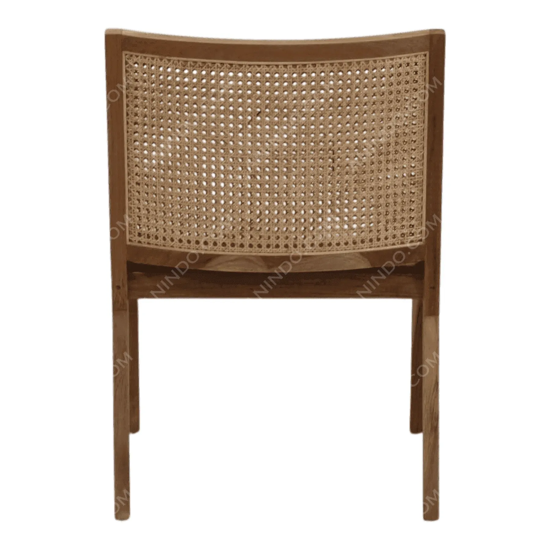 Wooden chair with woven rattan backrest