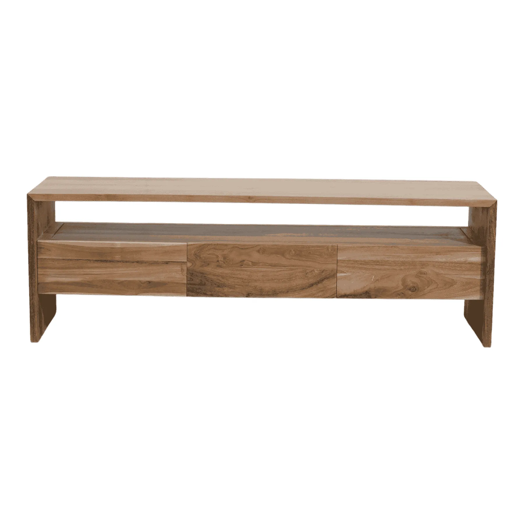 Wooden TV stand with drawers and shelf