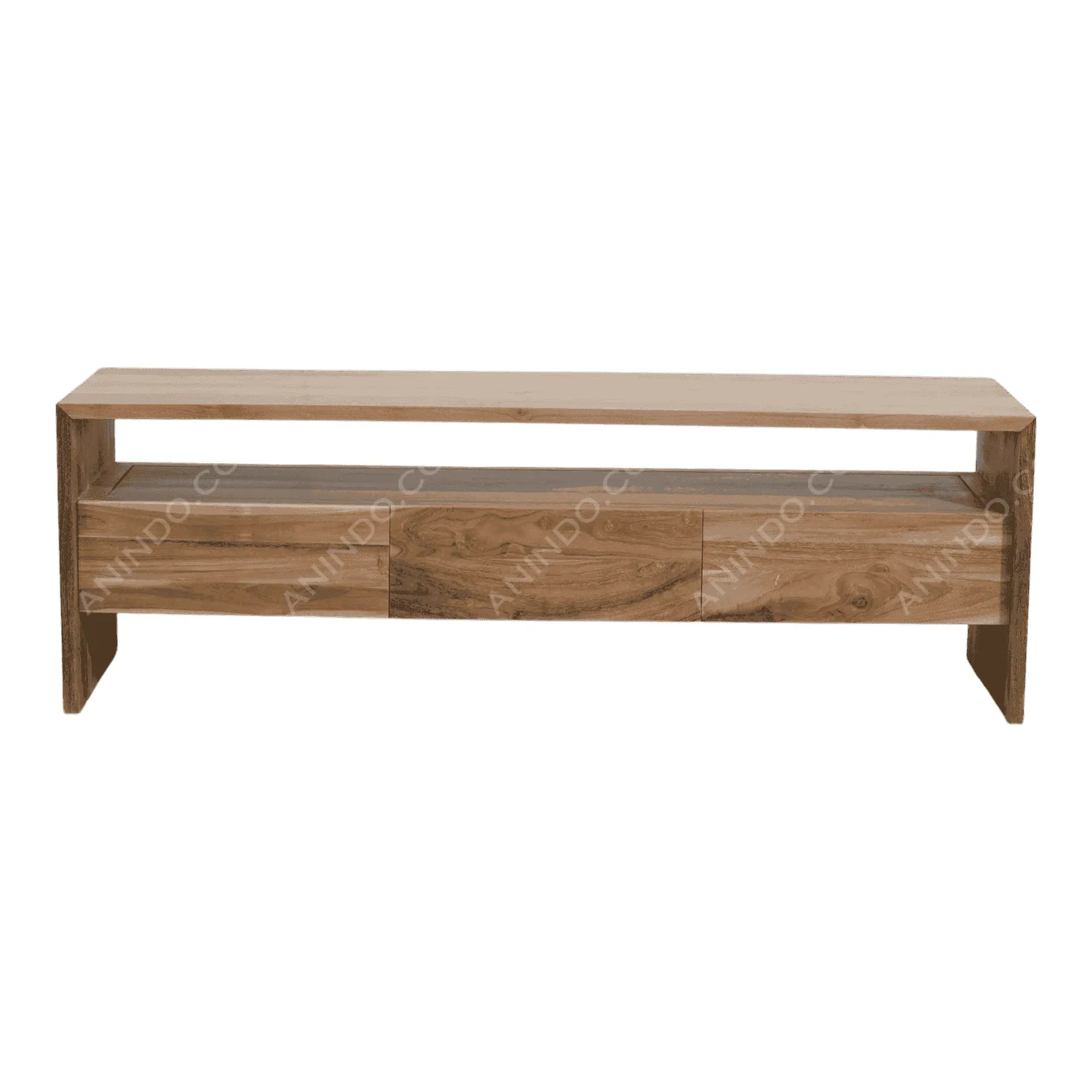 Wooden TV stand with drawers and shelf