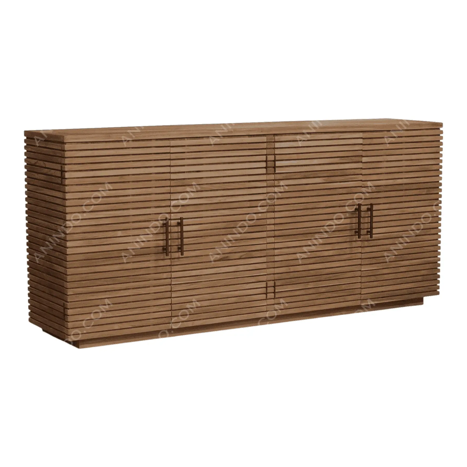 Modern wooden sideboard with slatted design