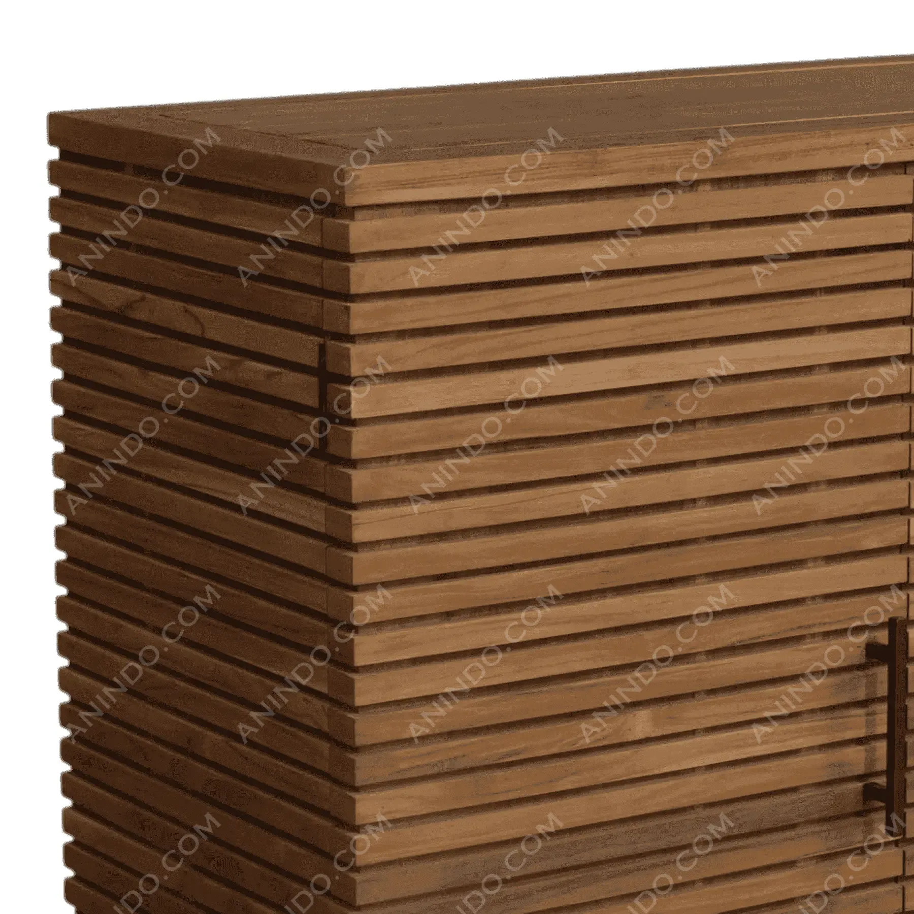 Modern wooden cabinet with slatted design