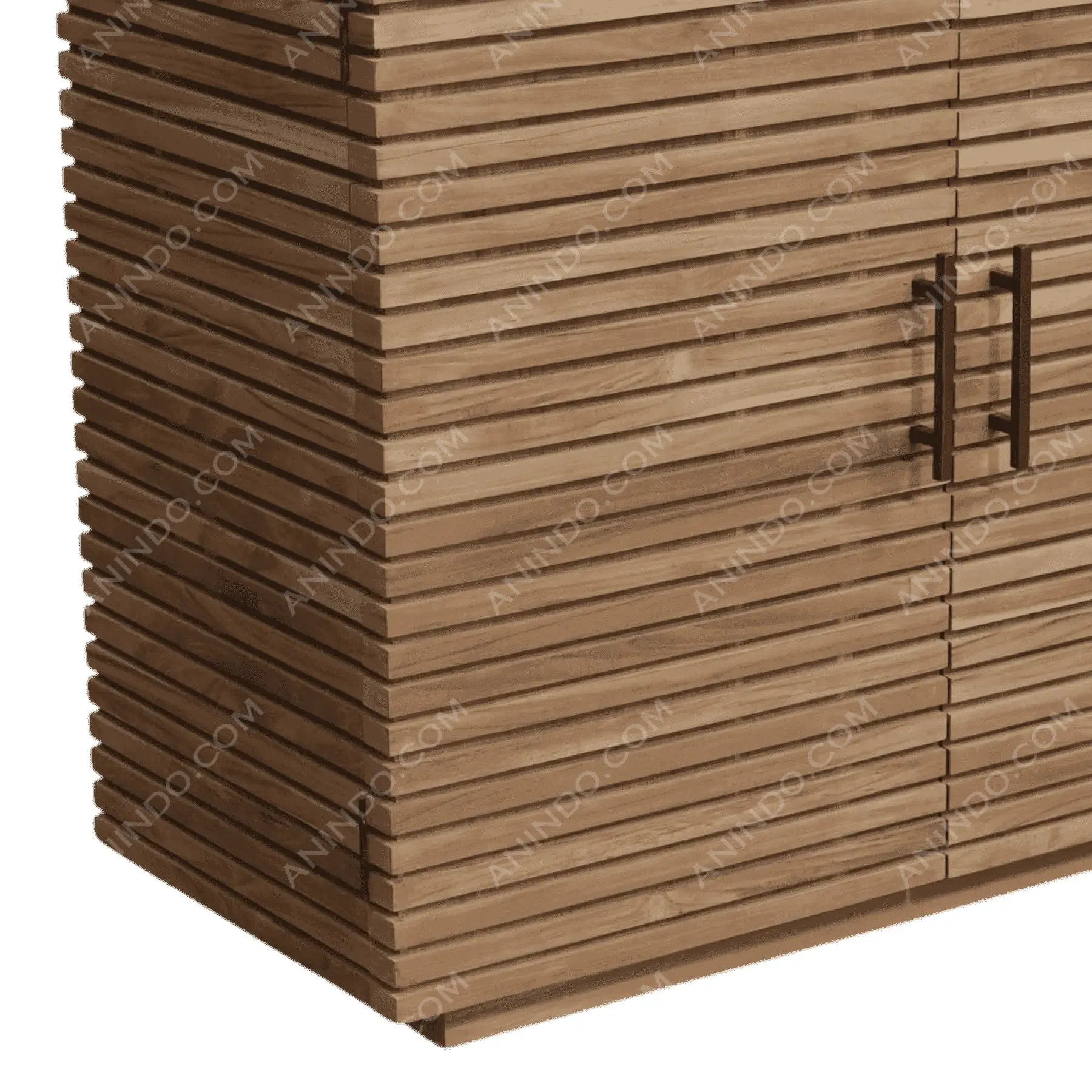 Modern wooden cabinet with horizontal slatted design