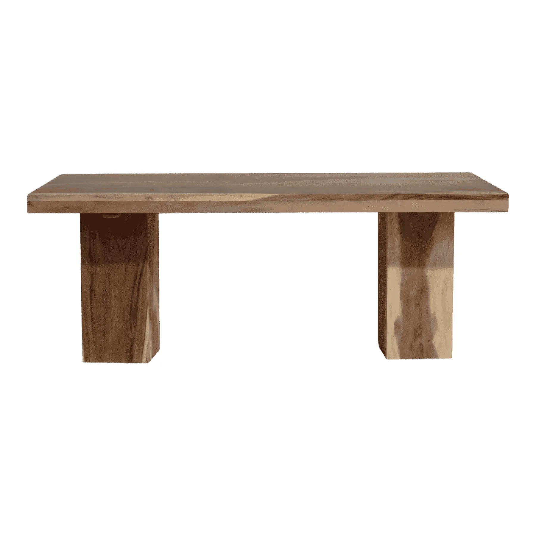 Modern wooden coffee table with block legs