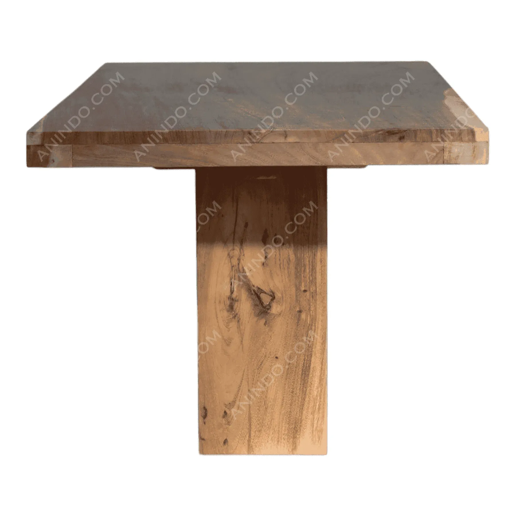 Modern wooden dining table with thick top