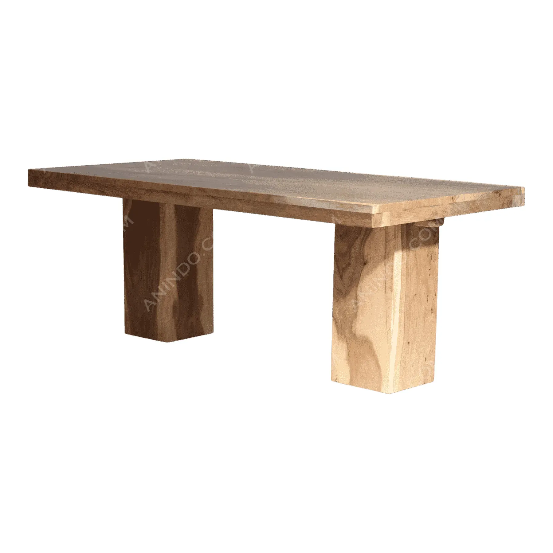 Modern wooden dining table with block legs