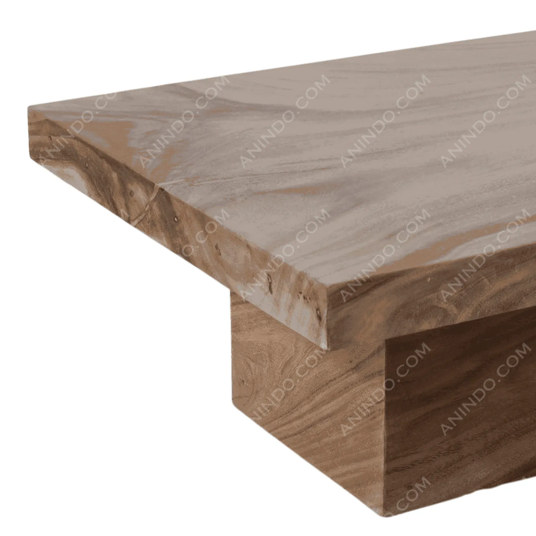 Modern wooden coffee table corner detail