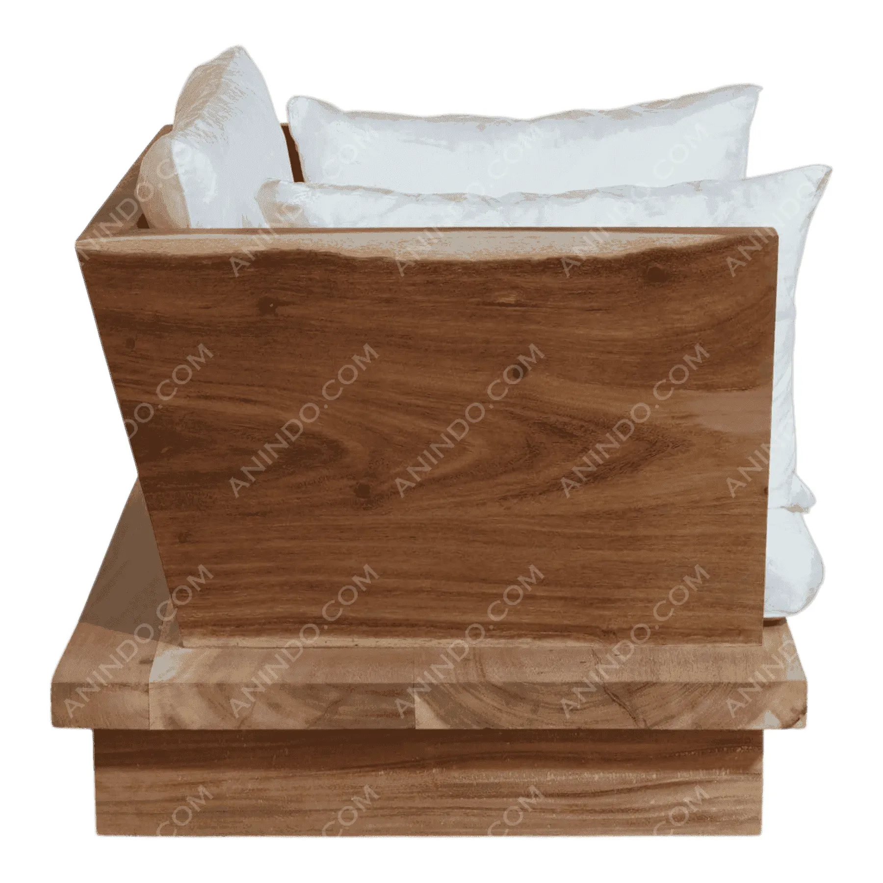 Modern wooden chair with white cushions