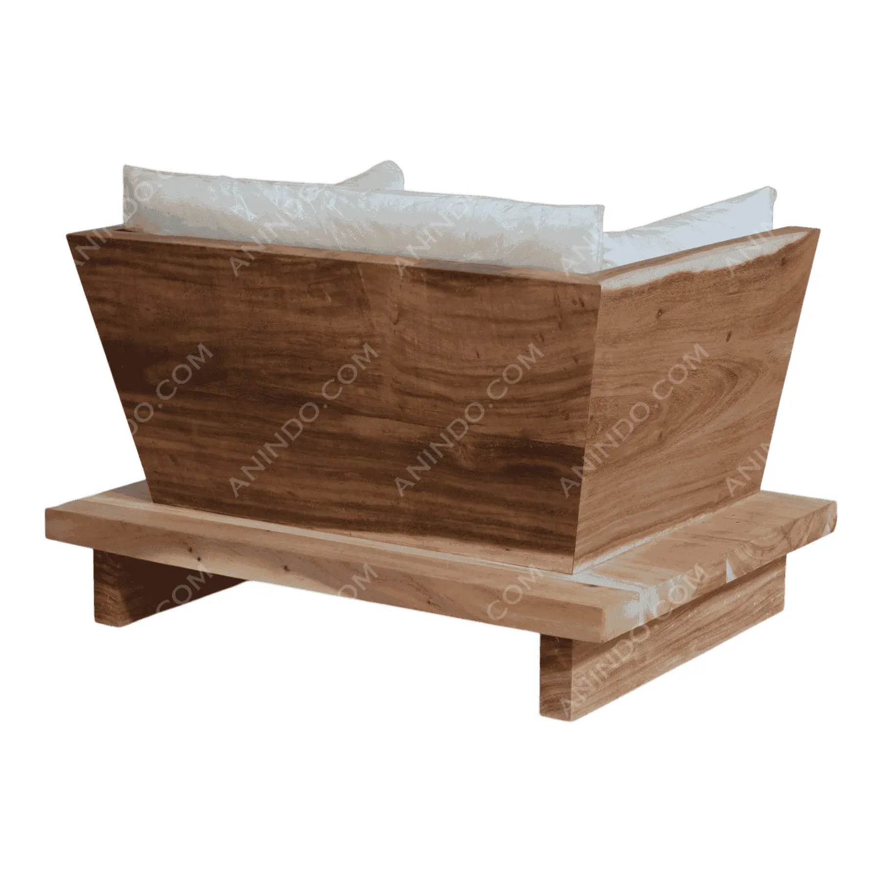 Modern wooden chair with white cushion