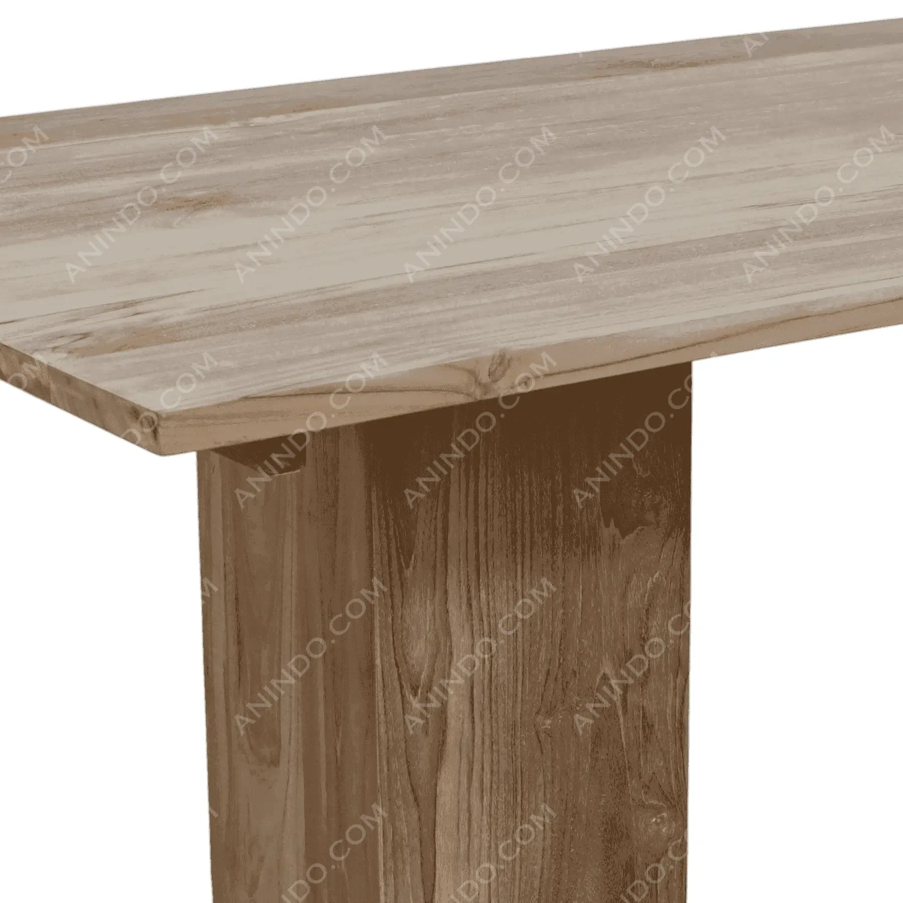 Wooden table corner with natural finish