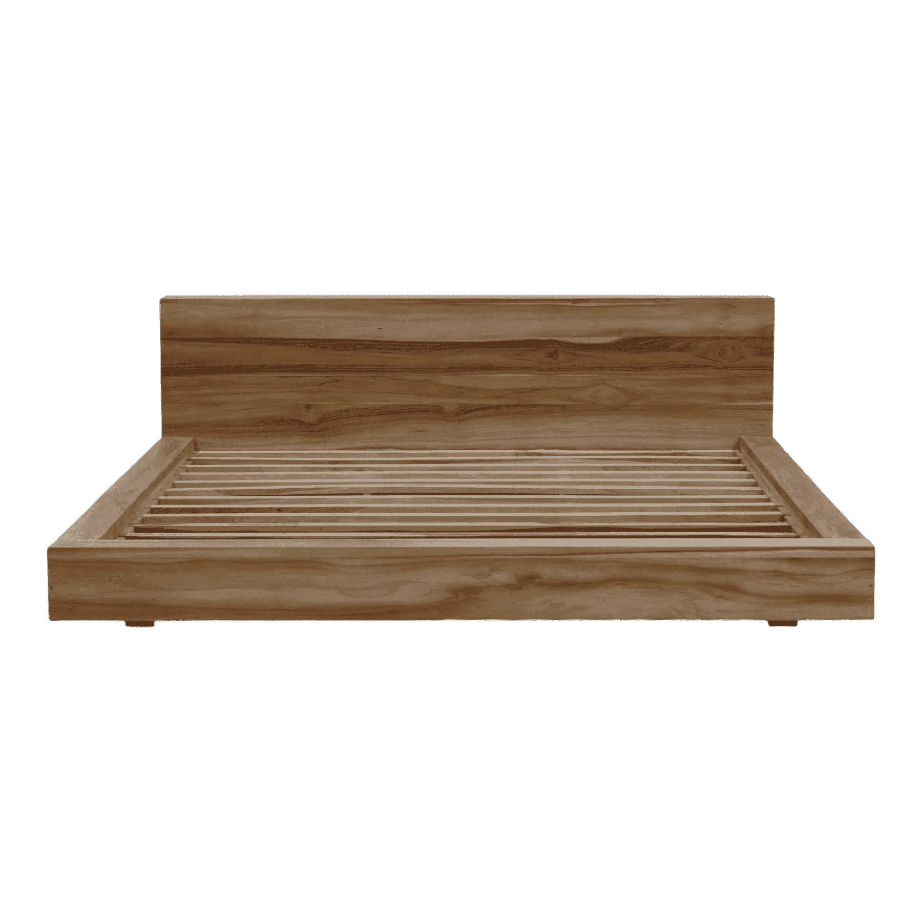 Modern wooden platform bed frame with headboard