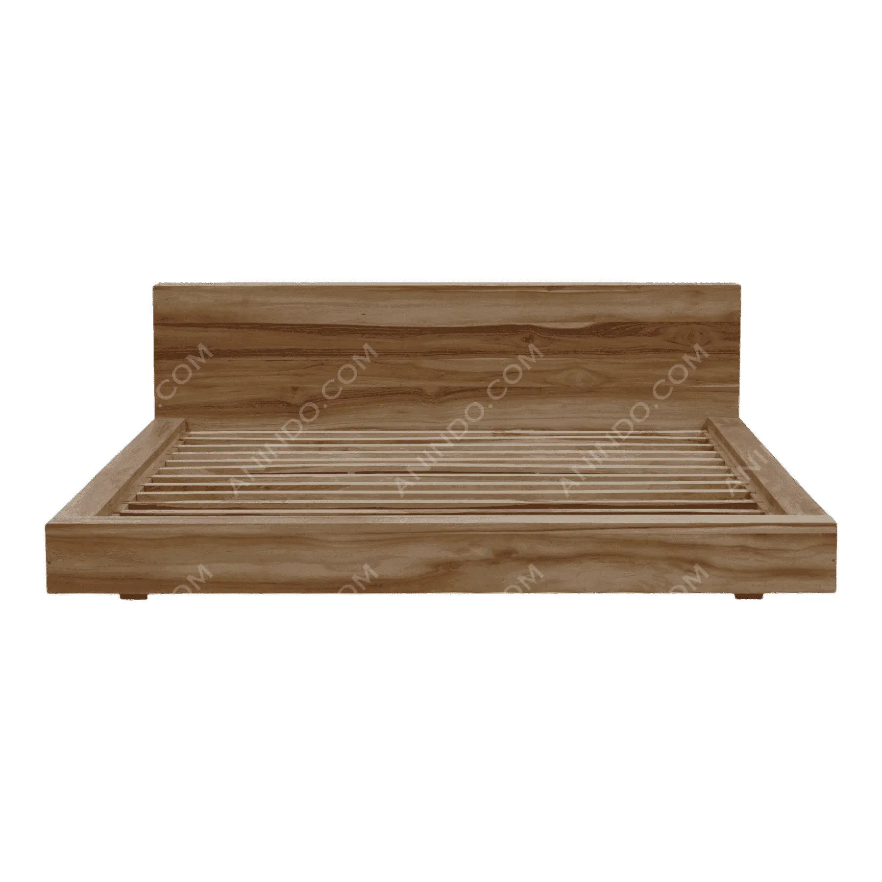 Modern wooden platform bed frame with headboard