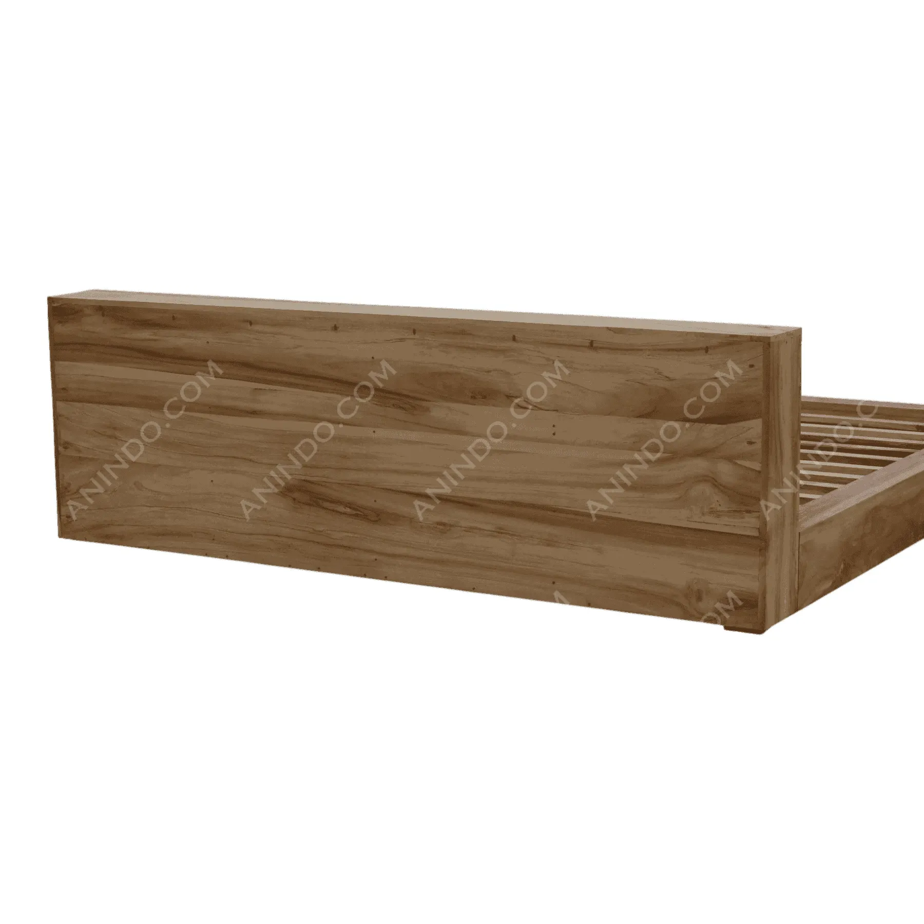 Wooden bed frame with slatted base