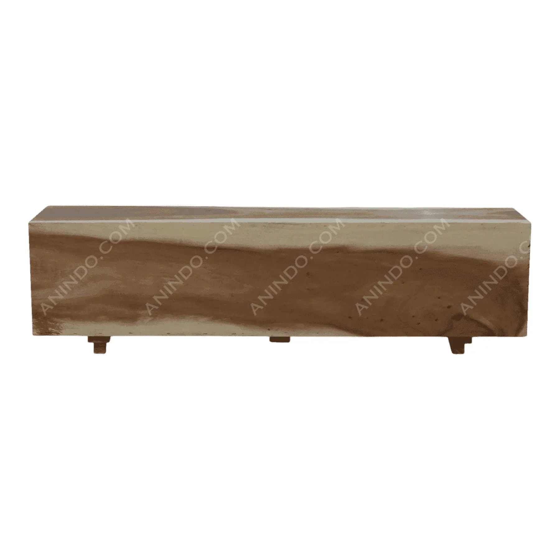 Modern wooden bench with natural finish