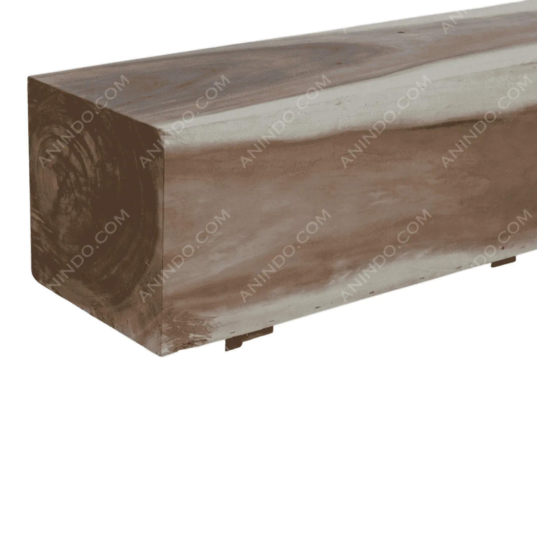 Rectangular polished wooden block on white background