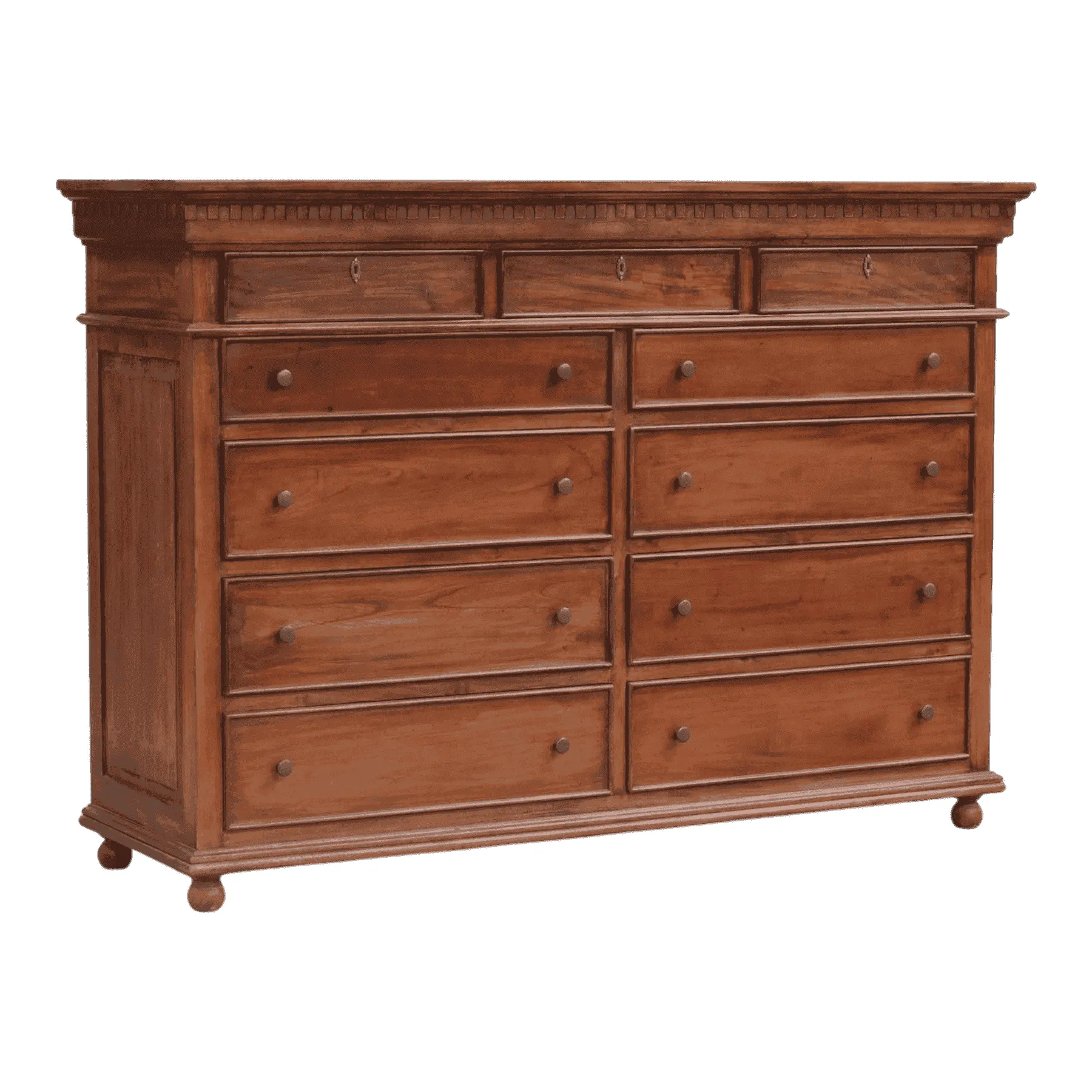 Wooden dresser with nine drawers