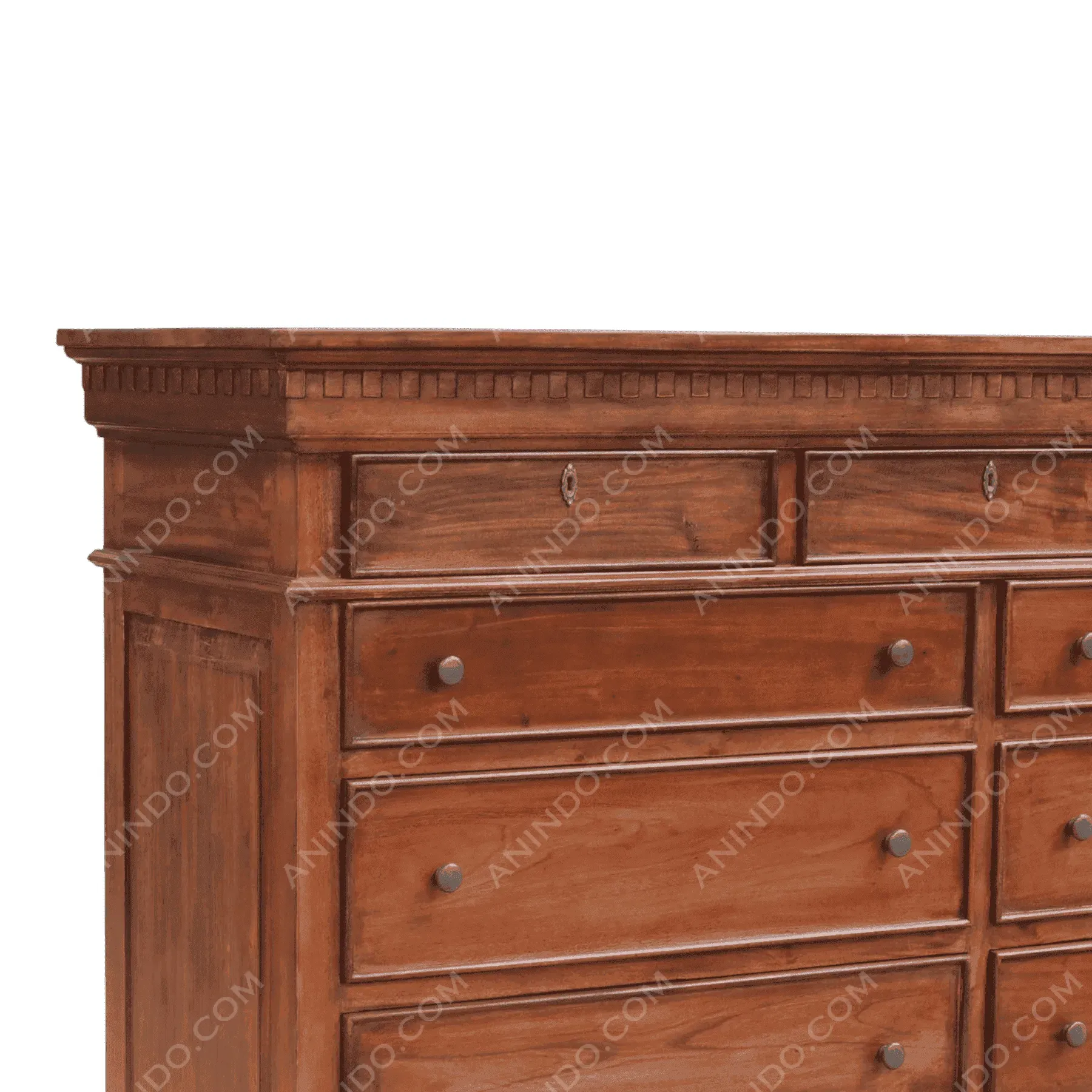 Wooden dresser with multiple drawers