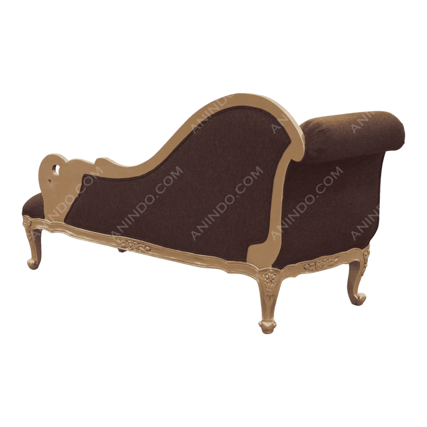 Vintage brown chaise lounge with gold frame