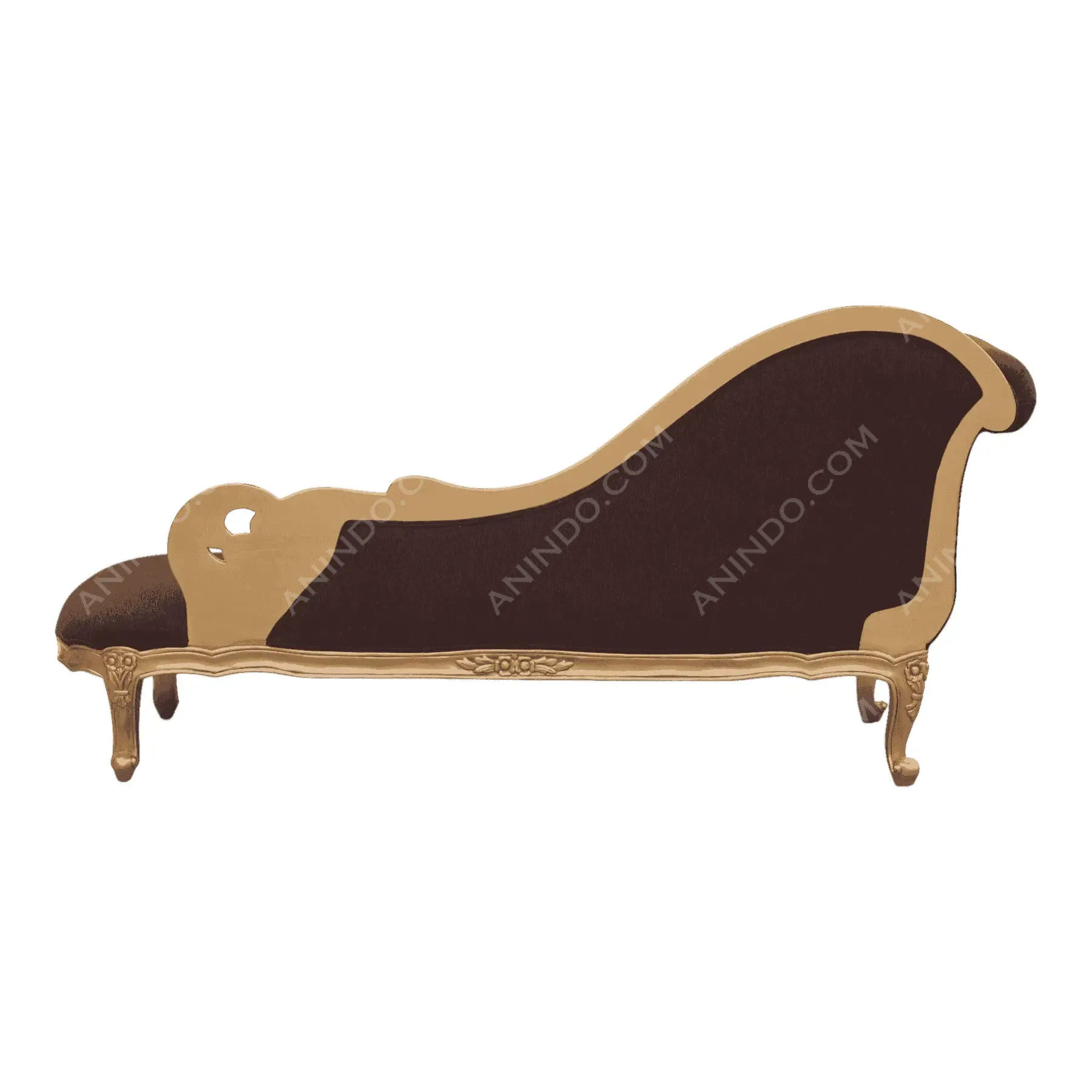 Vintage brown and gold chaise lounge