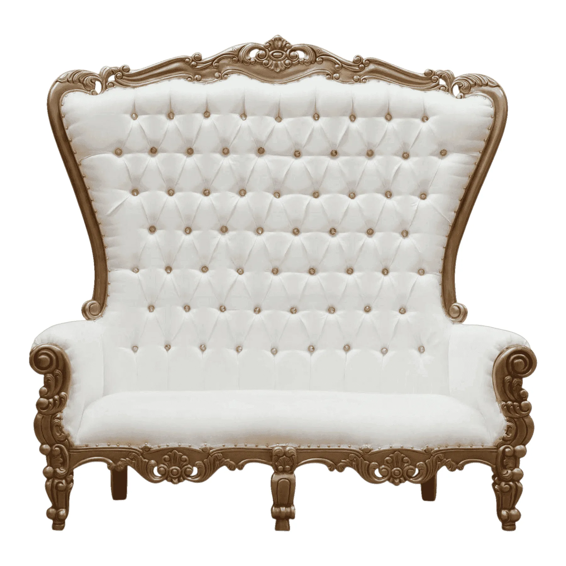 White tufted high back vintage sofa