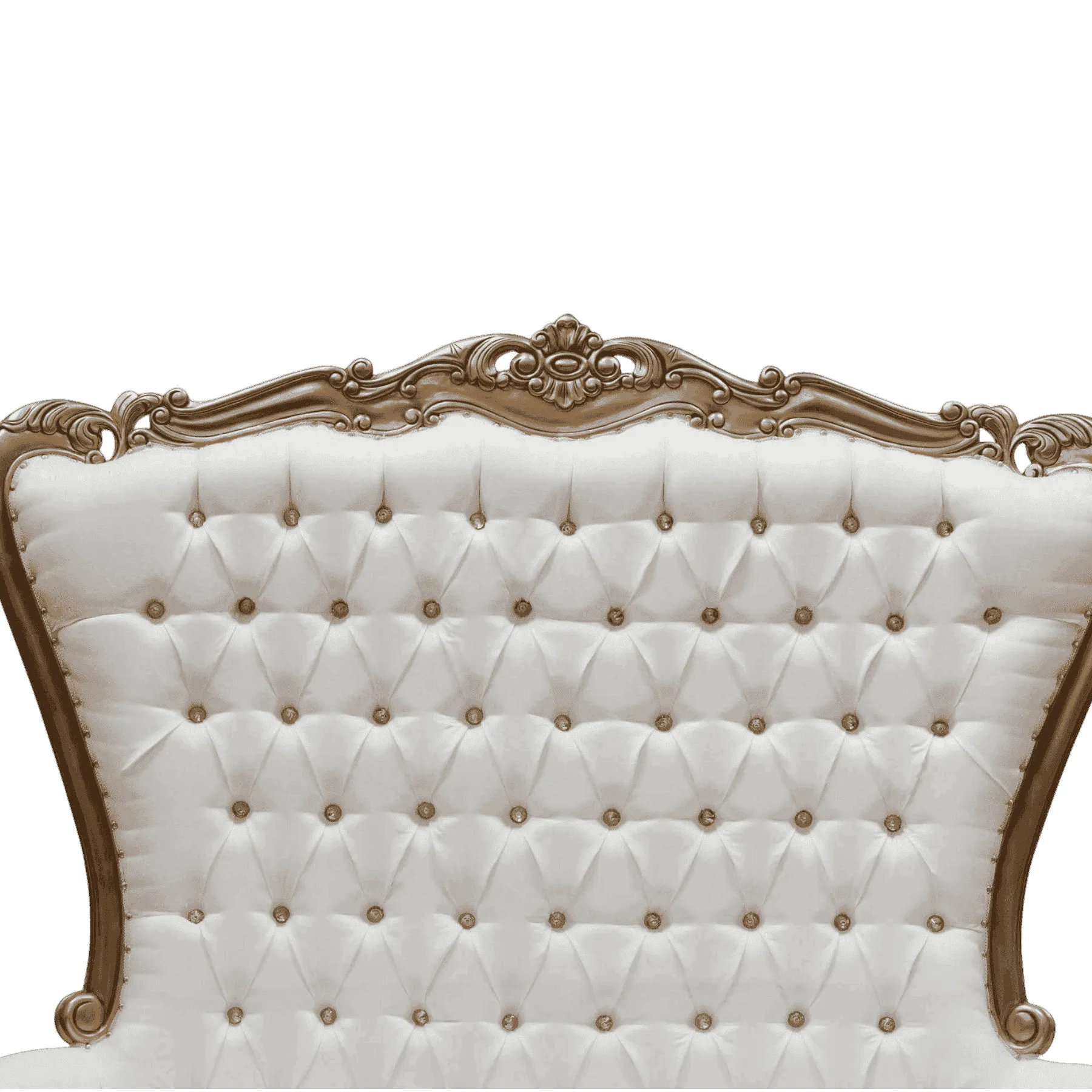 Elegant tufted white headboard with ornate frame