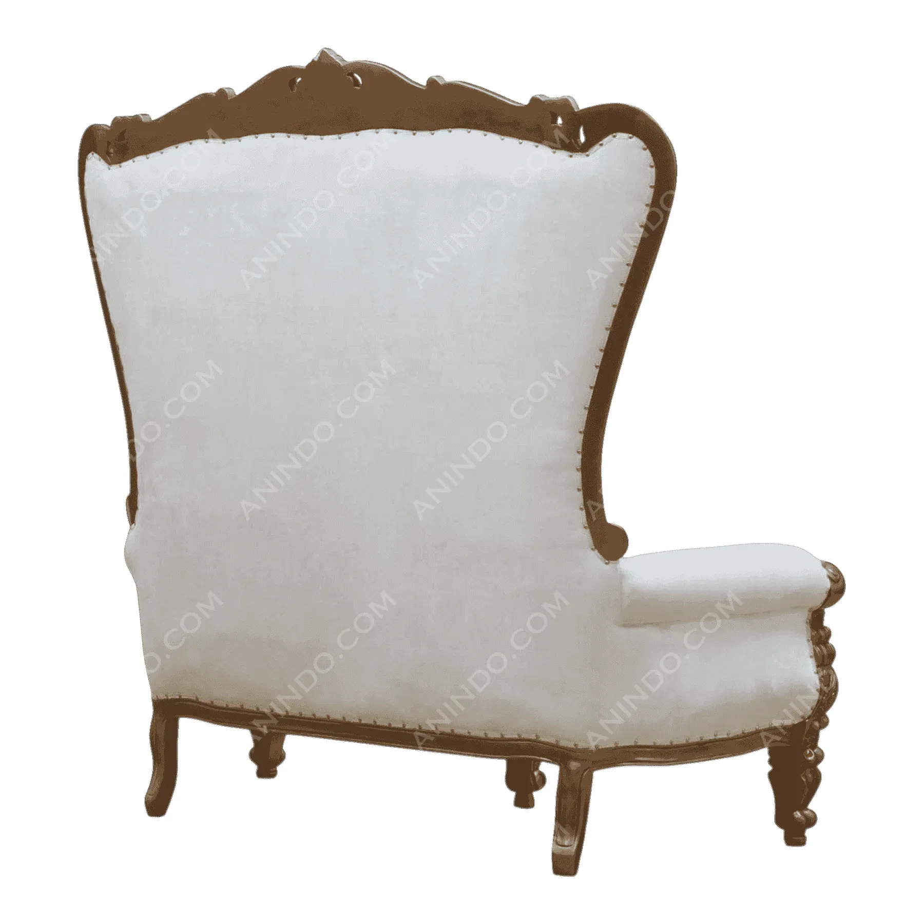 Vintage white armchair with wooden frame