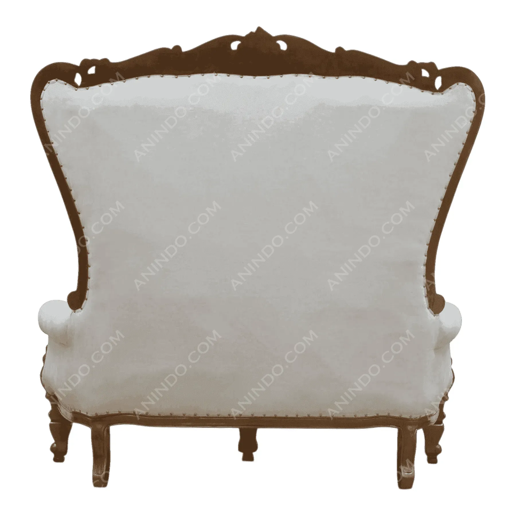 Vintage wooden frame white upholstered sofa