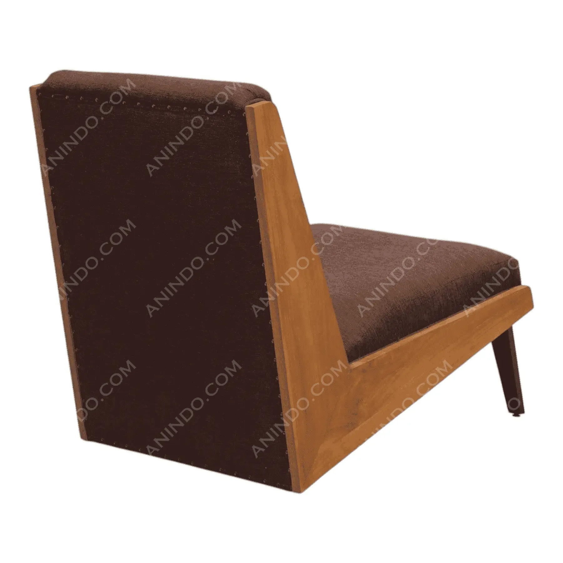 Modern wooden chair with brown upholstered seat