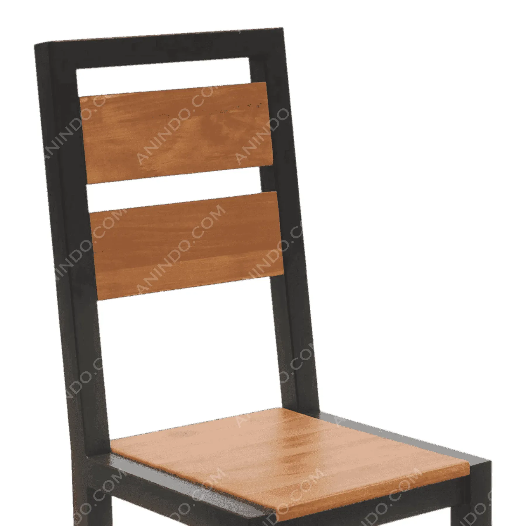 Modern wooden chair with black metal frame