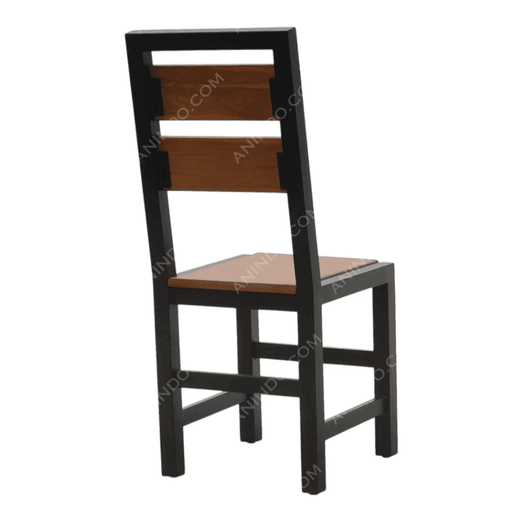 Wood and metal dining chair with backrest