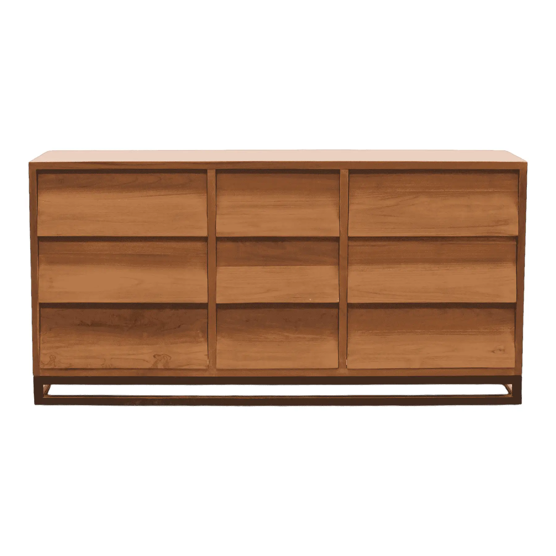 Modern wooden dresser with nine drawers