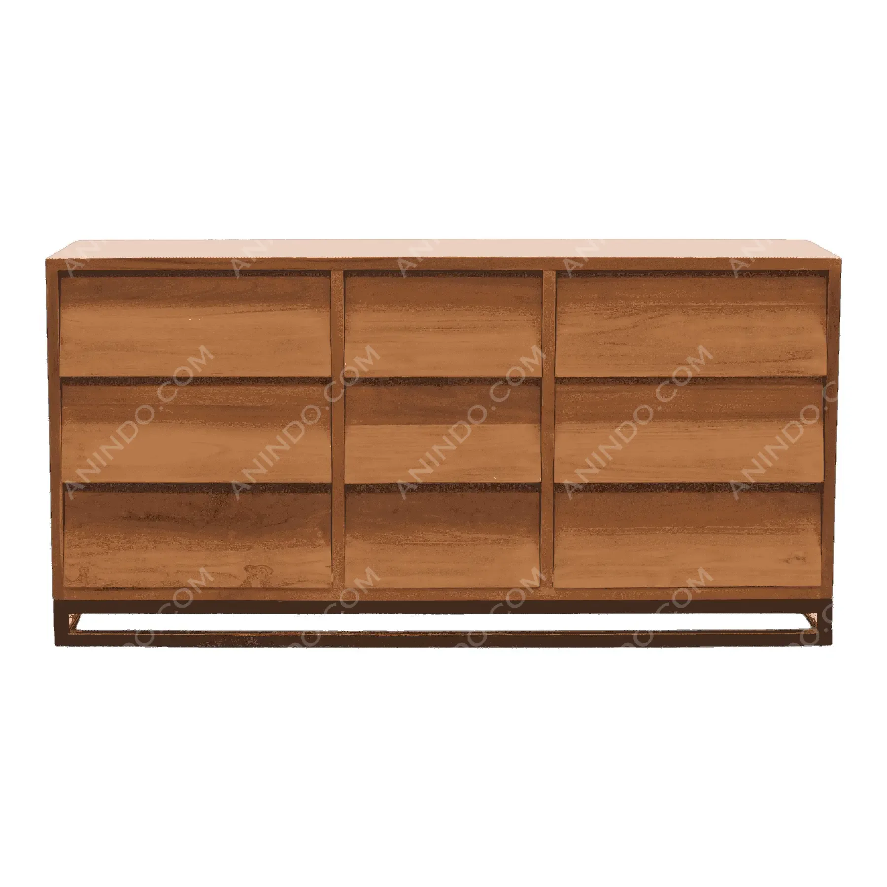 Modern wooden dresser with nine drawers