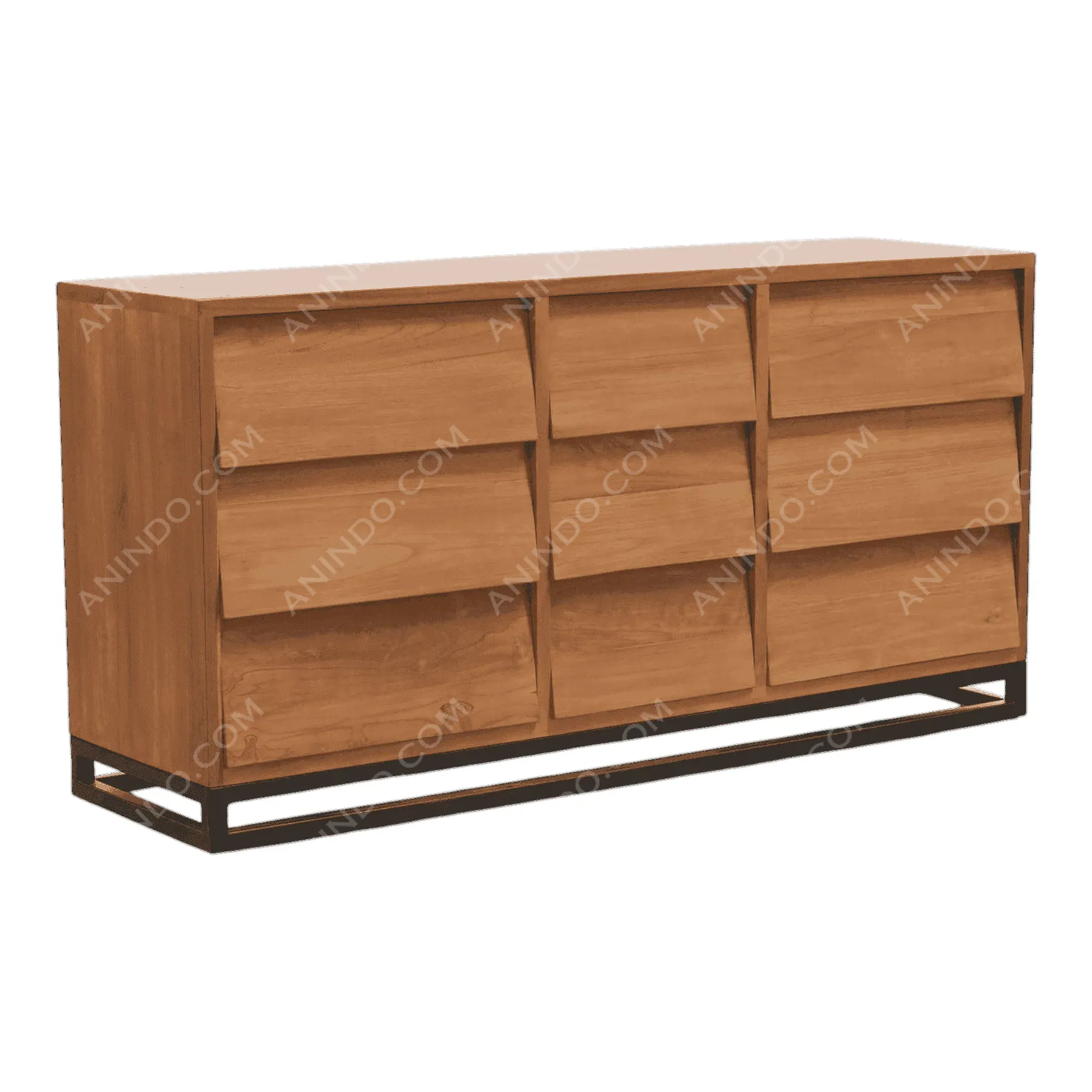 Modern wooden dresser with nine drawers