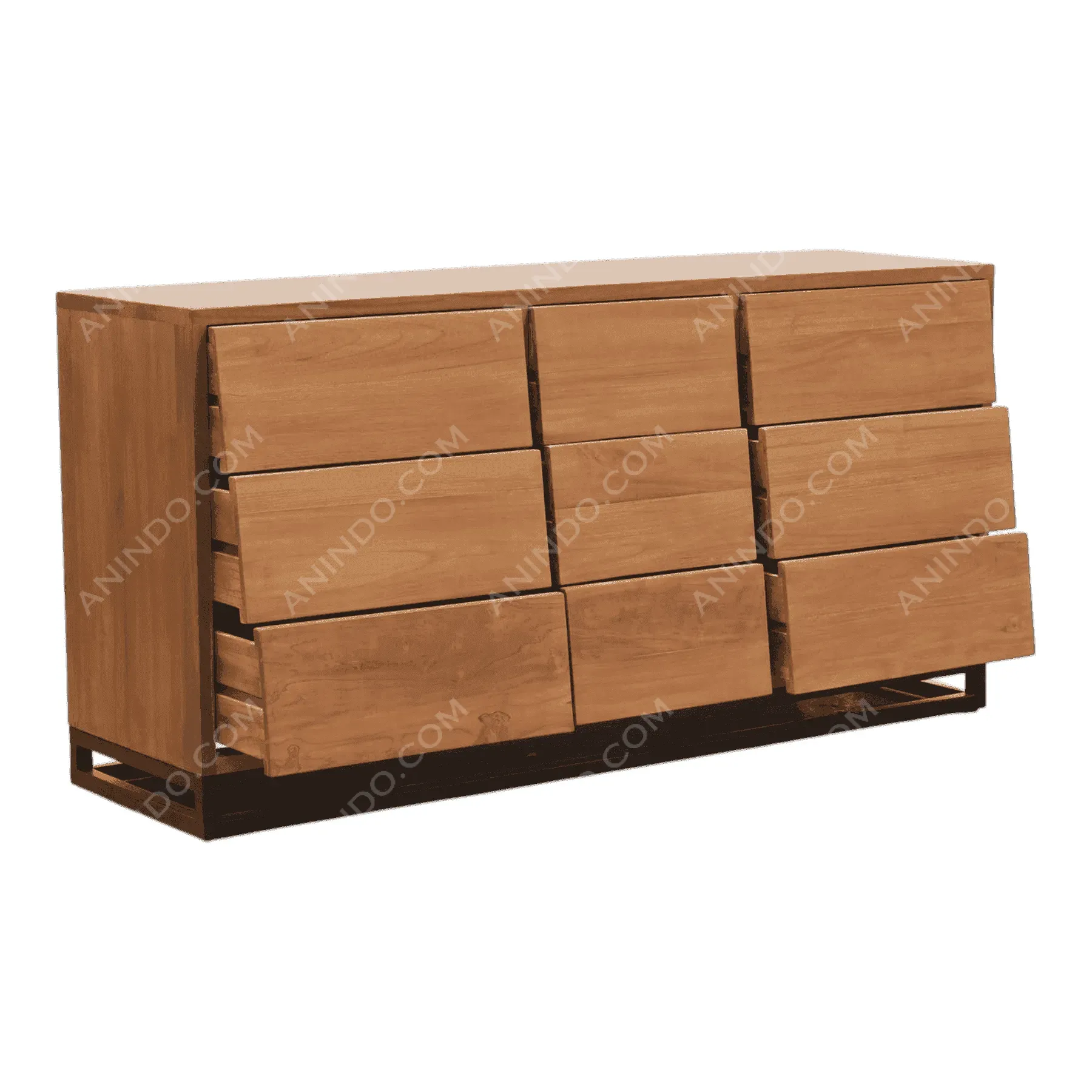 Modern wooden dresser with nine drawers