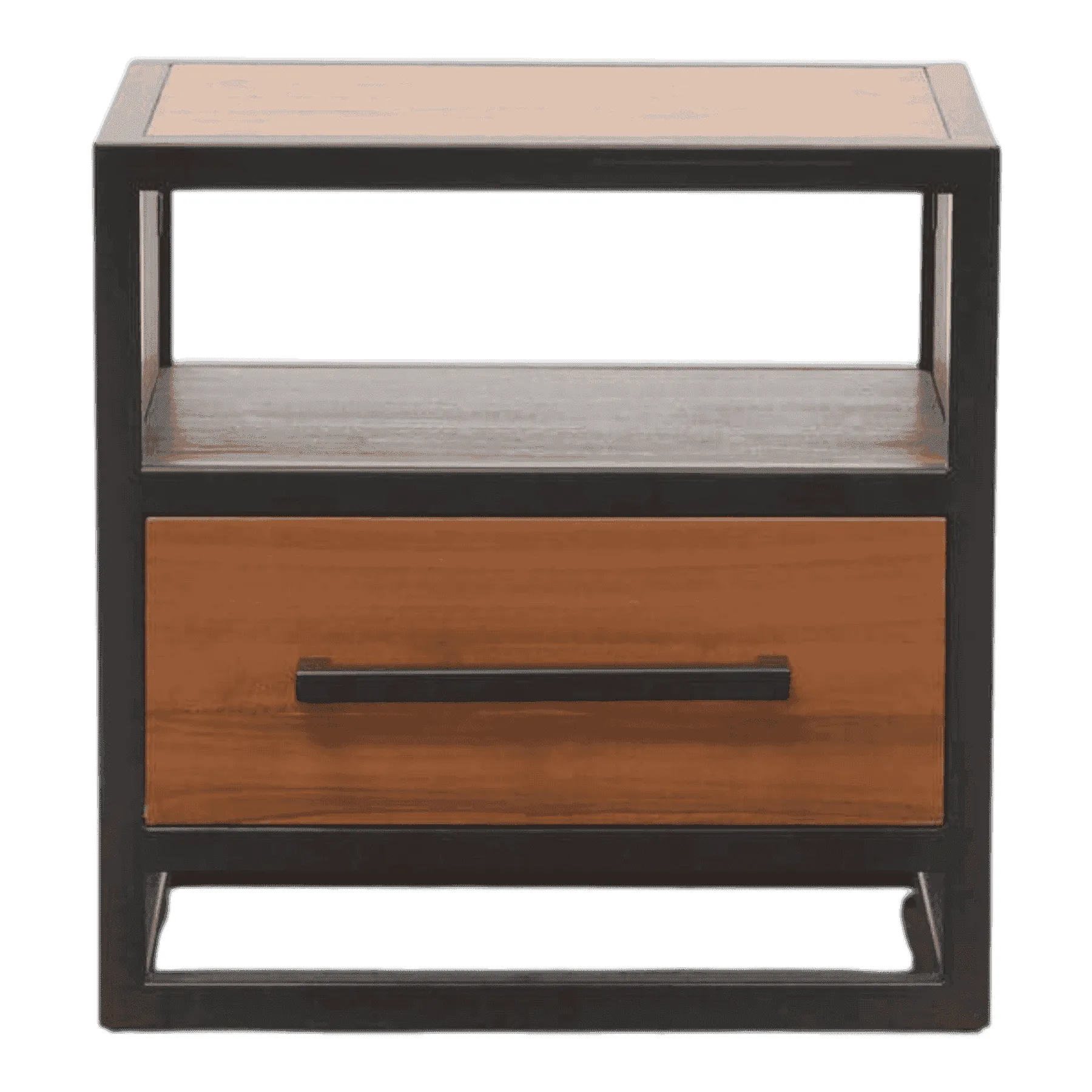 Modern wooden nightstand with drawer and shelf