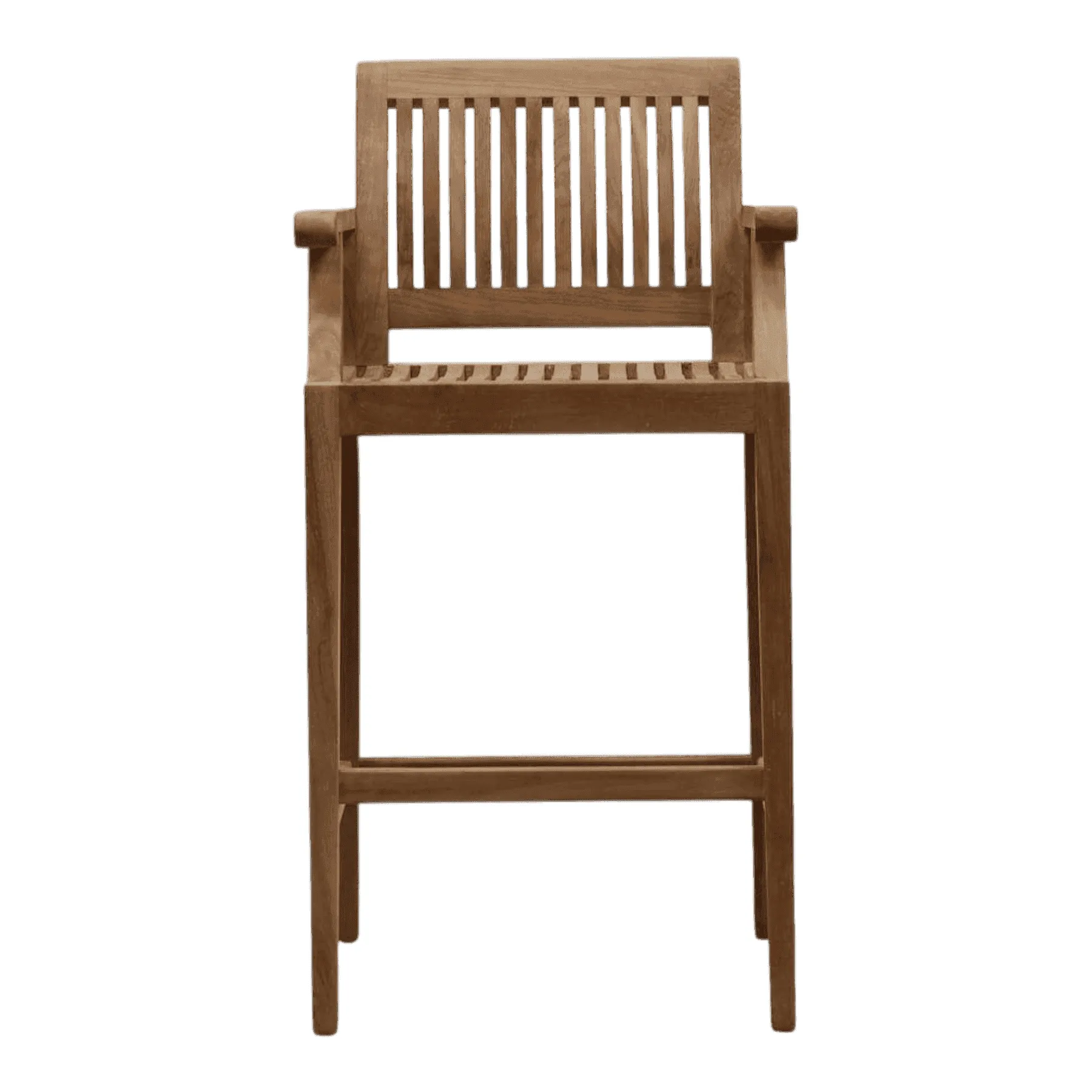 Wooden bar stool with slatted backrest