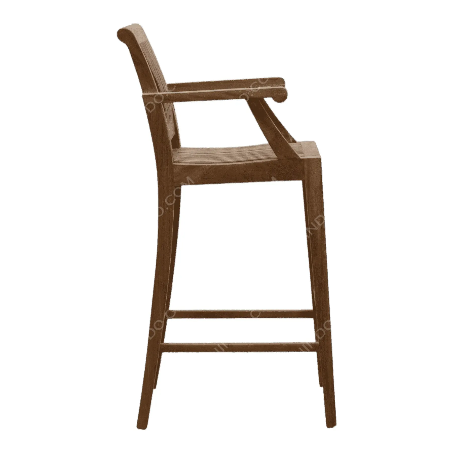 Wooden bar stool with arms and footrest