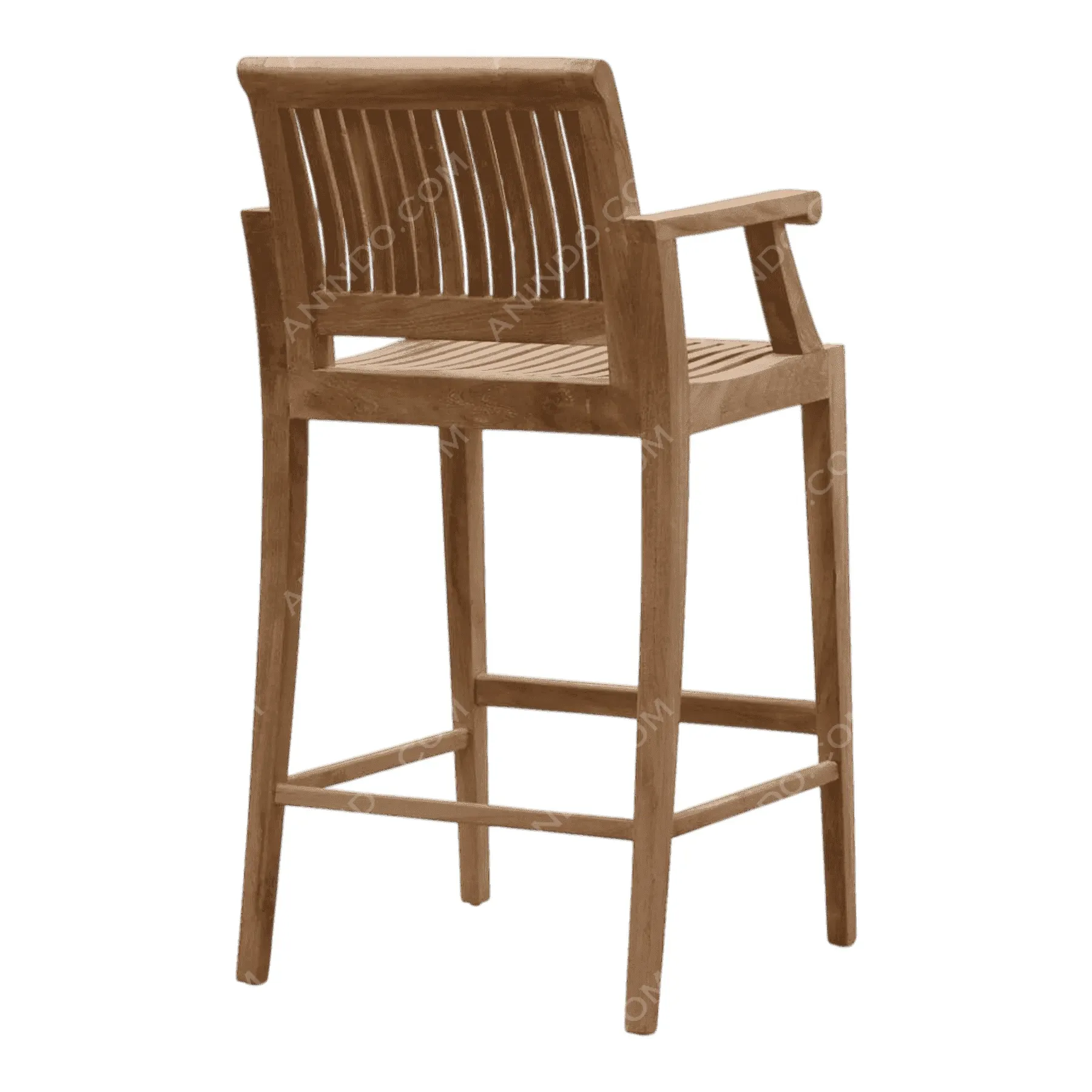 Wooden bar stool with slatted backrest