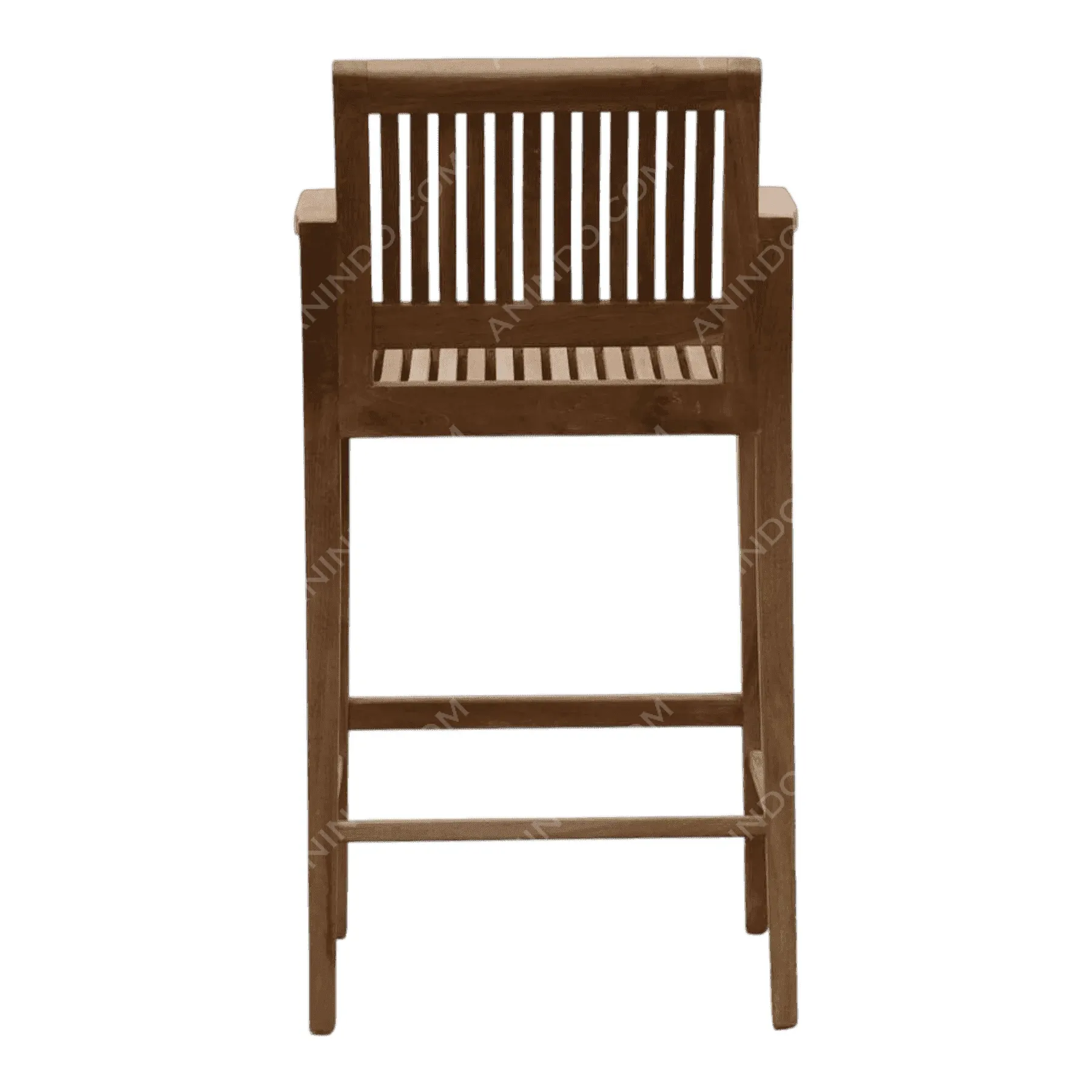 Wooden bar stool with slatted backrest