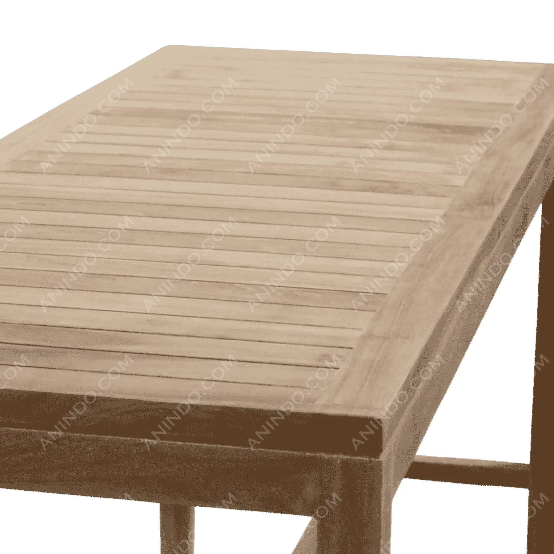 Wooden outdoor rectangular table with slatted top