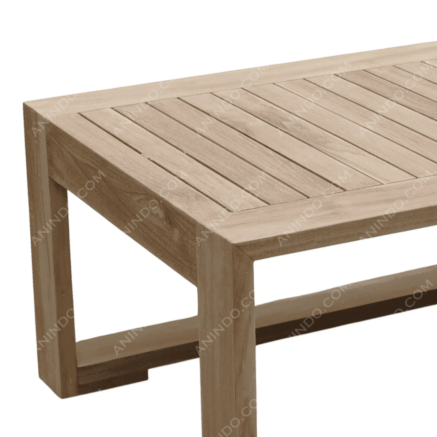 Rectangular wooden table with slatted top