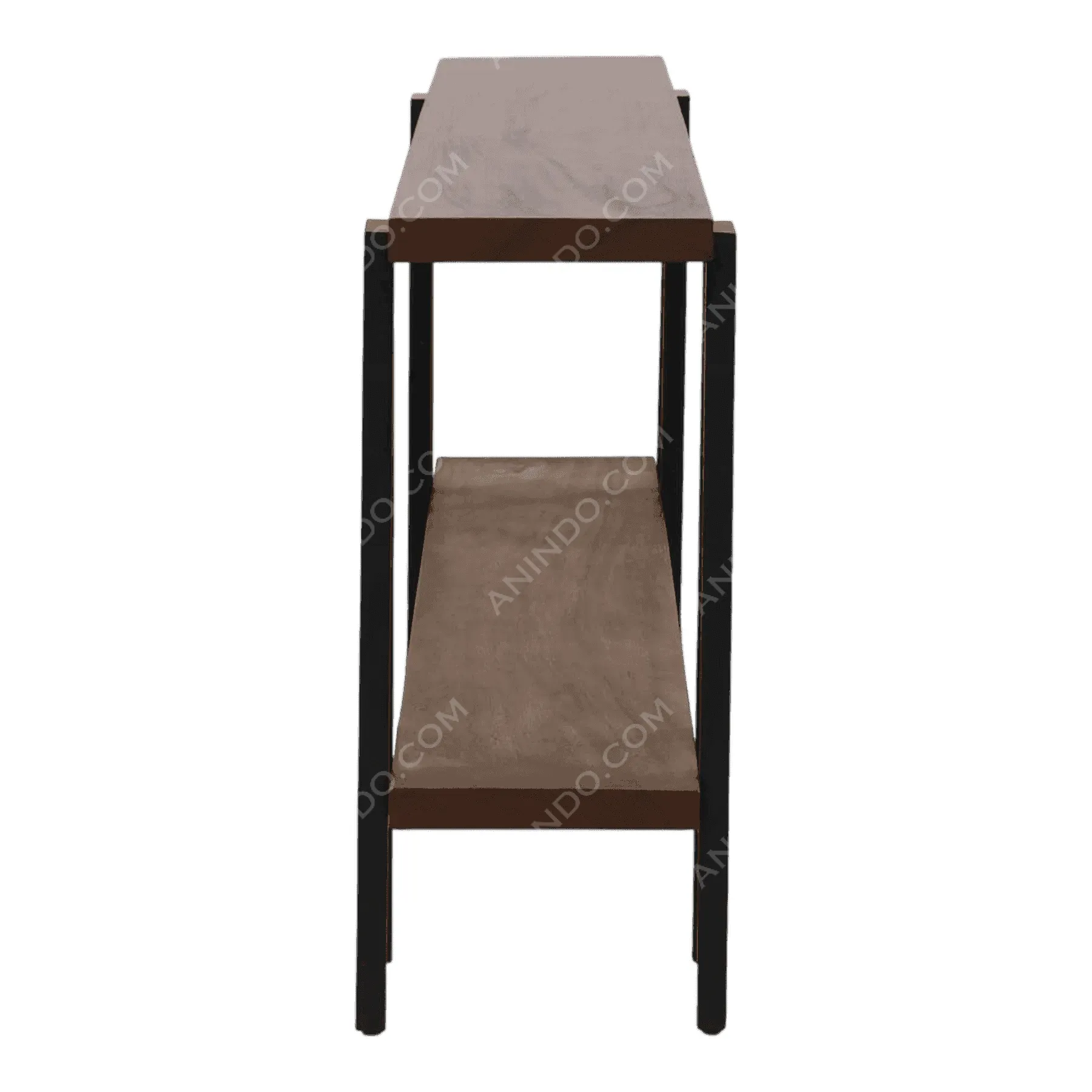 Two-tier wooden console table with metal frame