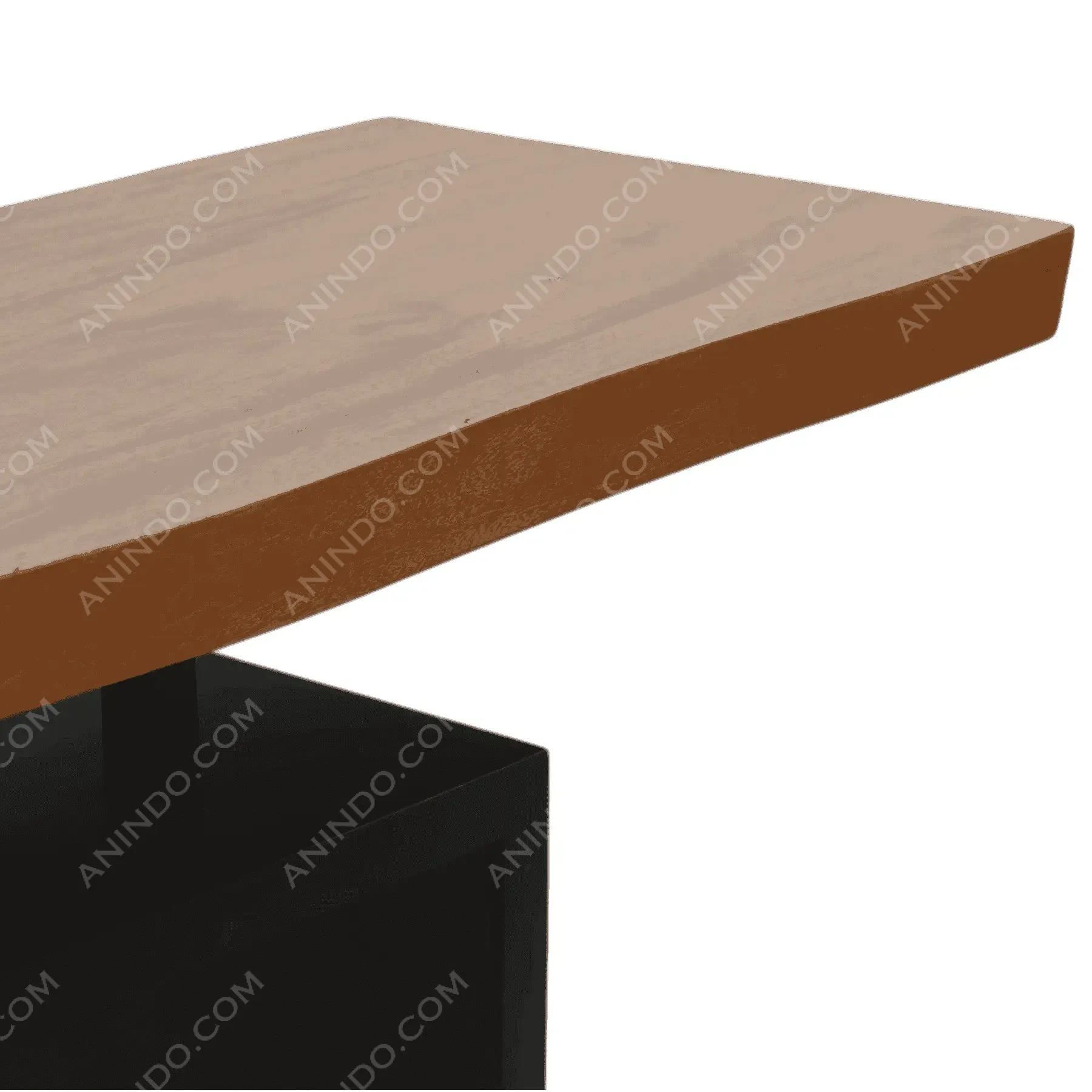 Wood table with black metal base
