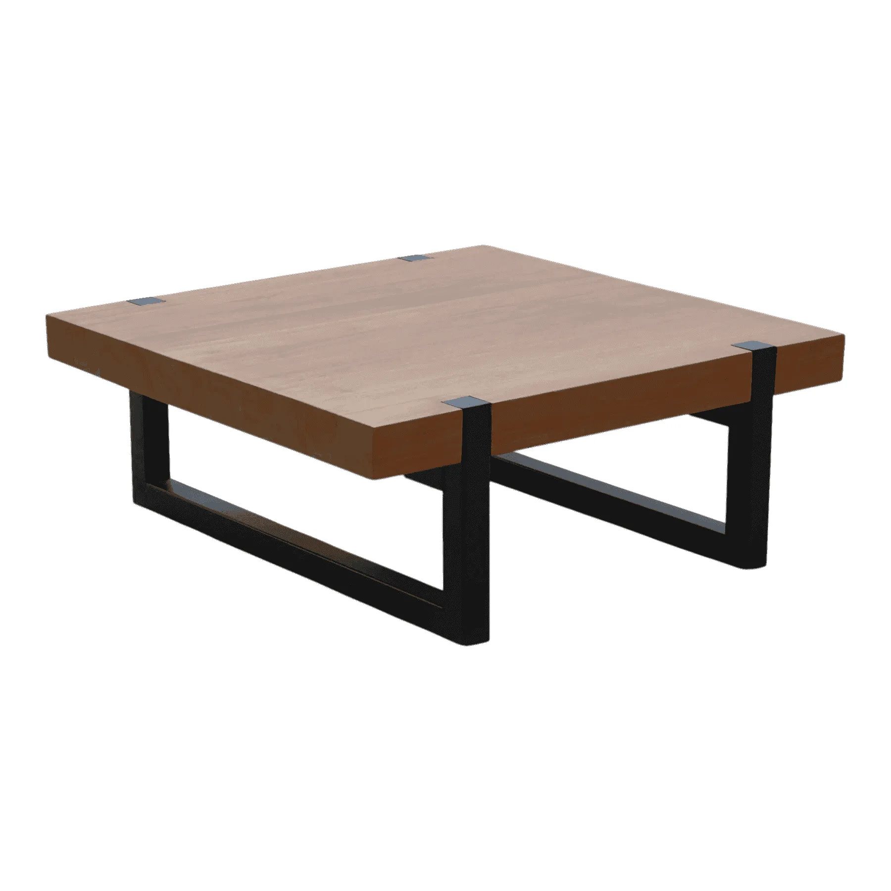 Modern wooden coffee table with black metal legs